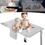 Toddler Airplane Bed, Toddler Travel Bed Airplane Seat Extender for Kids, Plane Tray Cover with Built-in Holder, Baby Travel Essentials for Flying, Portable Plane Footrest for Kids Grey