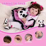Aori Reborn Baby Dolls 22 Inch - Realistic Baby Doll for Kids 3+ Years - Lifelike Newborn Baby Girl in Panda Outfit - Handmade Cloth Body Doll for Gift, Collection & Role Play