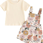 fhutpw Toddler Baby Girls Summer Outfits Daisy Ruffle Short Sleeve T-Shirts Tops Floral Shorts 2Pcs Clothes Set 6M-4T
