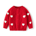 Adorable Baby Girls' Knit Sweater, Soft Cotton Cute Toddler Cardigan with 3D Love Heart Appliques (US, Age, 6 Months, 9 Months, Red)