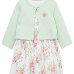 Little Me Clothes for Baby Girls' Bouquet Dress Set with Panty, Pastel Green/Multi, 12 Months