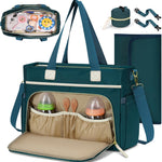 RAINSMORE Diaper Bag Tote, Large Diaper Baby Bag Waterproof Multifunctional Diaper Bag with Pacifier Case & Changing Pad