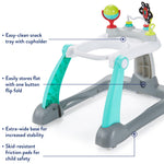 Kolcraft Tiny Steps 2 in 1 Foldable Infant and Baby Walker with Wheels, Seated or Walk Behind Activity Center, Entertaining Developmental Activities for Boys and Girls, Wide Base Sturdy Frame, Bubbles