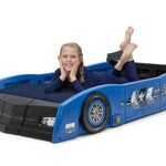 Delta Children Grand Prix Race Car Toddler-to-Twin Bed, Blue