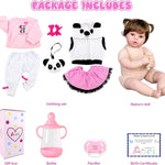 Aori Reborn Baby Dolls 22 Inch - Realistic Baby Doll for Kids 3+ Years - Lifelike Newborn Baby Girl in Panda Outfit - Handmade Cloth Body Doll for Gift, Collection & Role Play
