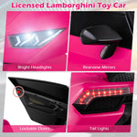 Costzon Licensed Pink Lamborghini Ride on Car, 24V 4WD 2-Seater Battery Powered Kids’ Electric Vehicles w/Remote Control, LED Lights & Music, Kids Car Toy for Boys & Girls Aged 3-8, Gift (Pink-S311)