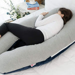 Meiz Pregnancy Pillow, Cooling Pregnancy Pillows for Sleeping, Full Body Pregnancy Pillow with Reversible Cooling Jersey Cover & Velvet Cover, Blue & Grey