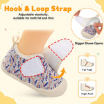 FEETCITY Wide Baby Shoes Barefoot Infant First Walker Shoe Newborn Crib Shoes Lightweight Infant Sneakers Slip On Toddler Sneakers Beige Blue