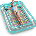 Inflatable Tanning Pool Lounger Float - Jasonwell 4 in 1 Sun Tan Tub Sunbathing Pool Lounge Raft Floatie Toys Water Filled Tanning Bed Mat Pad for Adult Blow Up Kiddie Pool Kids Ball Pit Pool (L)