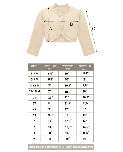 Lilax Little Girls' Knit Long Sleeve Button Closure Bolero Cardigan Shrug (2 Years, Beige)