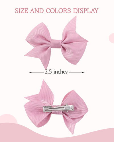 doboi 50PCS 2.5'' Baby Hair Clips Small Bows Fully Lined Grosgrain Boutique Solid Ribbon Small Bows for Girls Teens Infants Kids Toddlers Newborn (Gentle colors)