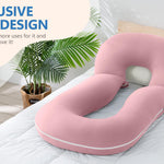 INSEN Pregnancy Pillows, Multi-use Maternity Pillows for Sleeping and Nursing, U Shaped Pillow for Adults (Cooling Tencel-Pink)