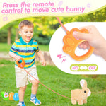 CatchCute Plush Bunny Easter Toys for Kids,Interactive Bunny with Sounds,Can Walk,Wag Tail and Twitch Nose with Remote Control Leash,Easter Eggs with Pull Back Cars,Easter Birthday Gift for Toddlers