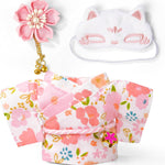 17cm Doll Clothes,Outfit Accessories Kimono Set for 6.7inch Dolls Girls, Kawaii Chic Designer Style Flower Hairbow+Pink Clothing Pajamas+Cute Halloween Mask(NO Doll)