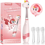 Papablic Toddler Sonic Electric Toothbrush Kids for Ages 1-3 Years, Baby Electric Toothbrush with Cute Unicorn Cover and Smart LED Timer, 4 Brush Heads (Doris)