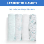 Delta Children 100% Cotton Muslin Baby Receiving Blankets for Girls and Boys – 47x47 Inches (Pack of 4), Sea Life