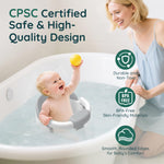 PANUSU Baby Bath Seat Baby Bathtub - with Strong Suction Cups and 360° Surround Support – Easy Release, Non-Slip Cushion, Lockable Armrests – Infant Bath Chair for Babies 6-24 Months, Grey