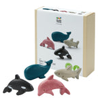 PlanToys Wooden 4 Animal Sea Life Ocean Animal Playset (6129) | Sustainably Made from Rubberwood and Non-Toxic Paints and Dyes | Eco-Friendly PlanWood