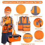 Kids Tool Set,MAGIC4U 50PCS Toddler Tool Set with Electronic Toy Drill,Tape Measure 12 Tool Equipements,Pretend Play Construction Coustume with Safety Vest Hat,Toy Tool Box for Kids Boy Girl Age 3-8