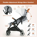 BABY JOY Lightweight Baby Stroller, Compact Toddler Travel Stroller for Airplane with 5-Point Harness, Adjustable Backrest/Footrest/Canopy, Storage Basket, Easy One-Hand Fold, Gray