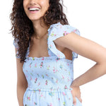 Motherhood Maternity Sleeveless Ruffle Shoulder Smocked Maxi Pregnancy Dress, Skyway Ditsy Floral, Medium