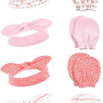 Hudson Baby baby-girls Cotton Headband and Scratch Mitten Set