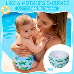 Durio 2PCS Reusable Swim Diapers - Baby Swim Diapers Adjustable Washable Newborn Infant Diaper Soft Water Diaper for Swimming Lessons with a Mesh Bag 3-6M