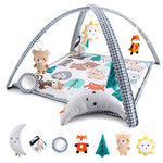 The Peanutshell Unisex Baby Play Gym & 7-in-1 Play Mat - Playmat Baby Toys 0-6, 6-12 Months Tummy Time Mat with Hanging Toys, Soft Padded Mat for Newborns, Infants - Woodland