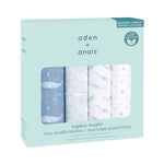 aden + anais Swaddle Blanket, 100% Organic Cotton Blankets for Girls & Boys, Baby Receiving Swaddles, Ideal Newborn & Infant Swaddling Set, 4 Pack, Oceanic