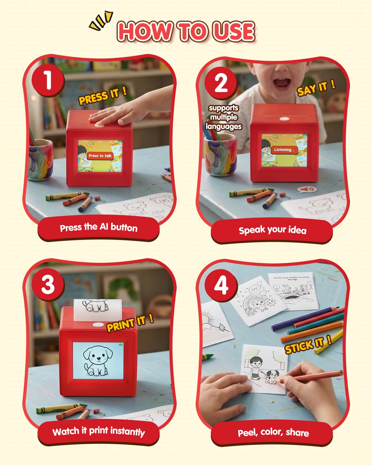 Voice Sticker Box Behcp Smart AI Voice Sticker Printer Box, Magic - Art & Drawing Toys ...