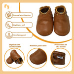 Mejale Baby Soft Soled Leather Moccasins Anti-Slip Infant Toddler Shoes First Walkers(Brown,0-6 Mos/4.7in)