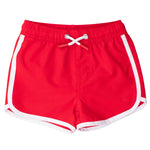 RUGGEDBUTTS Boys UPF50+ Sun Protection Dolphin Hem Swim Trunks - Vintage Red, 2T