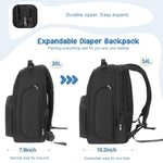 Diaper Bag Backpack with Changing Pad & Waist Bag, Large Diaper Bag Expandable for 2 Kids/Twins, Scientific Partition | Portable Side Access, Lightweight Travel Diaper Backpack for Mom Dad