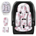 [Upgraded] Infant Car Seat Insert & Newborn Head Support, 3 Strap Covers + Reversible 2-in-1 Design – All Seasons Baby Car Seat Cushion for Stroller, Swing, Rocker, Bassinets