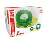 Hape Tito Pull Along | Wooden Turtle with Swirling Shell Pull Toddler Toy, Green