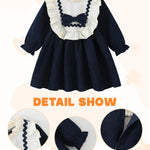 Kucnuzki 18 Months Girl Clothes Toddler Fall Dress Cute Long Sleeve Casual Ruffle Dress Baby Winter Outfit Baby Girl Clothes 12-18 Months