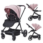 Stroller for Newborn, Convertible Baby Pram with Reversible Seat and One-Hand Fold, High Landscape Toddler Infant Pushchair with Storage Basket, Adjustable Footrest & Canopy, UPF 50+ Canopy (Grey)