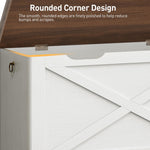 RALGEND Toy Chest, 31.5" Storage Chest with Metal Hinge and Pull Handles, Wooden Storage Bench, Toy Box for Living Room, Bedroom, Entrance, Walnut and White