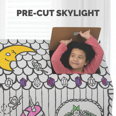 Bankers Box at Play Color in Unicorn Playhouse, Cardboard Playhouse and Life Size Craft Activity for Kids and Families