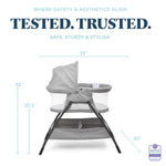 Baby Delight Beside Me Doze Deluxe Baby Bassinet, Bedside Sleeper, Foldable, Removeable Canopy, Pebble Grey