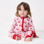 pureborn Baby Girls Sleeper Viscose from Bamboo Pajamas 2-Way Zipper Snug Fit Sleepwear Cherry 6-12 Months
