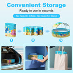 Foldable Swimming Pool with Canopy for Kids 62.9"x17.7" Hard Plastic Portable Dog Pool Anti-Slip Collapsible Pets Bathtub Kiddie Pool Indoor Outdoor Backyard (JellieMons 63'')