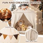 Treestone Play Tent for Kids, 2 in 1 Toddler Tent with Padded Mat and Light, Large Playhouse for Kids Indoor & Outdoor, 2 Doors and 4 Windows, 51" x 39" x 53", Toy Gift for Boys and Girls