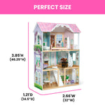 Delta Children MySize Dollhouse - Large 3-Story Dollhouse with 7 Rooms Includes 12 Accessories - Fits 12-inch Dolls - Pretend Play Dream Gift for Ages 3+