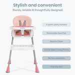 Dream On Me TableTalk 2-in-1 High Chair for Baby & Toddler – Convertible High Chair to Junior Chair, Removable Padded Seat, Dual Dishwasher-Safe Trays, Styrdy Steel Frame, Quick Folding Design – Pink
