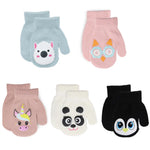 MniJiza Baby Winter Mittens Toddler Stretch Knit Gloves Magic Warm Glove for Baby Boys Girls (5 Pairs Animal2, 6-36M)