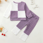 2T 3T Girl Clothes Long Sleeve Purple Shirts Knit Pants Soft Leggings Little Girl 2 Piece Cute Outfit Toddler Fall Winter Clothes