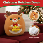 Christmas Reindeer Stuffed Animal, Cute Santa Stuffed Reindeer Plush Toys Decoration, Soft Christmas Deer stuffy Gifts for Kids Girls Baby Teens, Xmas Deer Plush Elk Pillow Home Party Decor