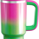 40 oz Tumbler with Handle and Straw: Stainless Steel Insulated Tumbler Keeps Cold for 24 Hours, Leakproof Travel Cup Fits in Cup Holder and BPA-Free, Cotton Candy