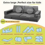 Modular Kids Play Couch 18pcs Toddler Floor Sofa, Sectional Couch for Children Bedroom and Playroom Furniture for Playing, Creativing, Convertible Foam and Floor Cushion for Boys and Girls